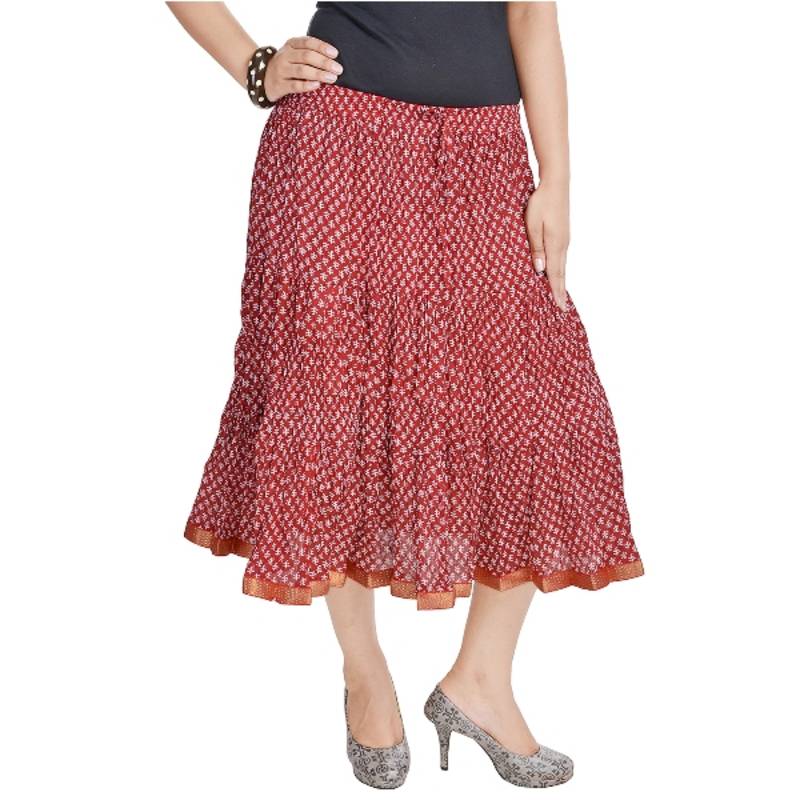 Buy Rajasthani Red Cotton Long Skirt Online
