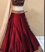 Buy Maroon embroidered banglori silk unstitched lehenga choli maroon-embroidered-banglori-silk-unstitched-lehenga-choli-lehenga-choli--2 online