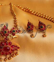 Buy GORGEOUS KEMP GREEN ANTIQUE BEAUTIFUL NECKLACE SET necklace-set online 