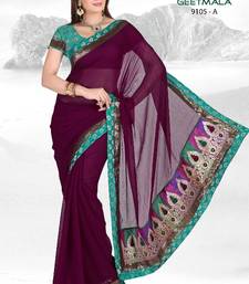 Buy Self Pattern Magenta Sare faux-saree online, Buy faux-sarees online