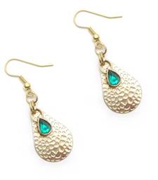 Gold drop with green kundan earrings 