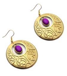 Gold embossed disc earrings 
