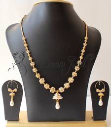 Buy GORGEOUS GOLD TONE UNIQUE WHITE STONE BALLS TRENDY FASHION NECKLACE SET necklace-set online 