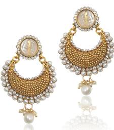 Buy Beautiful Elegant White Pearl Polki with Elegant White Stone, Pearls & Diamentes by ADIVA c24w TDS 7 hoop online 