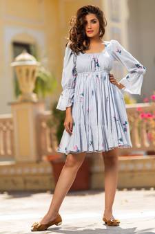 BlueBell Hand Block Printed Muslin Dress