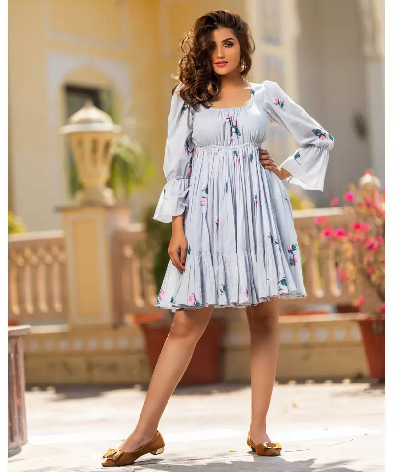 BlueBell Hand Block Printed Muslin Dress