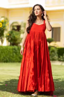 Cherry Red Tyre Muslin Beach Dress