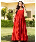 Cherry Red Tyre Muslin Beach Dress