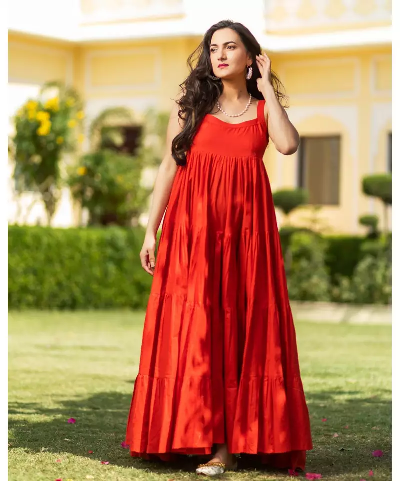 Cherry Red Tyre Muslin Beach Dress