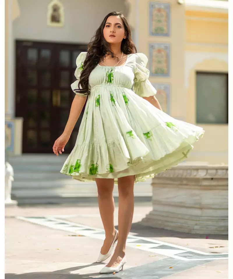 Iris Hand Block Printed Muslin Dress