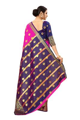 Pink woven cotton silk saree with blouse 2