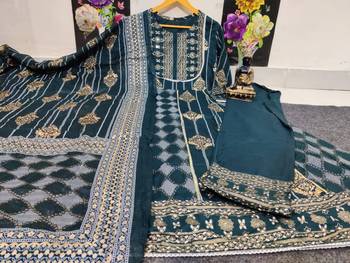 Ethnic Gotta Work Falred kurta palazzo with dupatta for women 2
