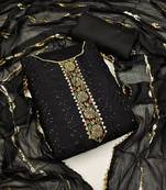 Black Poly Silk Sequin Embroidered Dress Material