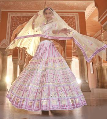 exquisite white gota and thread embroidered organza Semi Stitched Lehenga 3