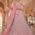 captivating pink zari, zarkan, thread embroidered semi stitched lehenga