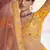 mustard swarovski, sequins, dori embroidered crepe semi-stitched lehenga