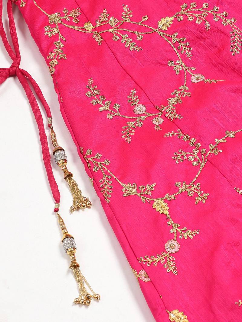 Amazing Bright Pink Embroidered Bollywood Designer Lehenga Choli Dupatta Set