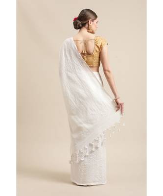 Handloom Pure Cotton, with golden stripes 2