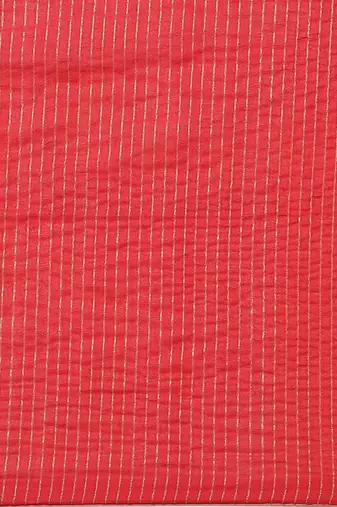 Handloom Pure Cotton, red with golden stripes