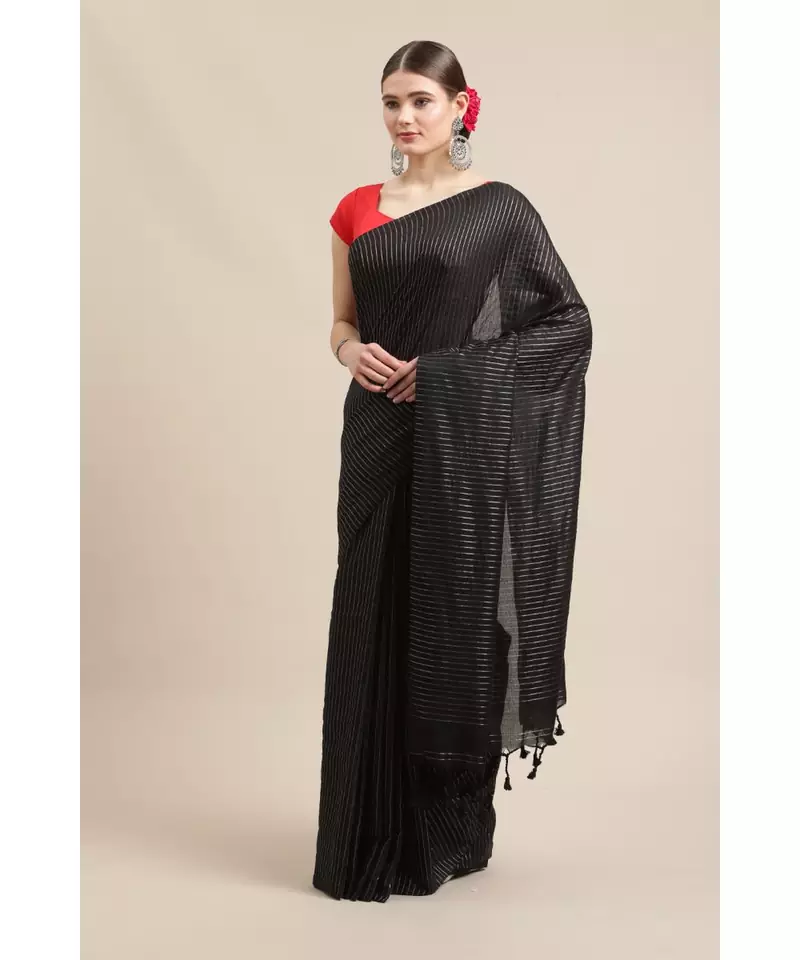 Handloom Pure Cotton, with golden stripes