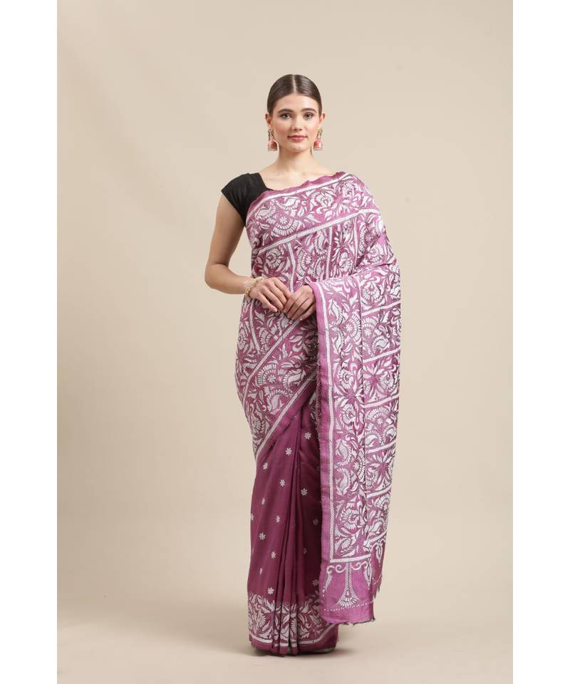 Exquisite Kantha on tussar silk, with running blouse