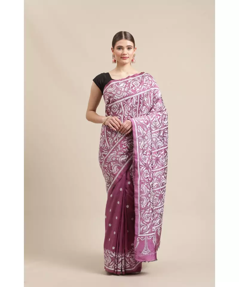 Exquisite Kantha on tussar silk, with running blouse
