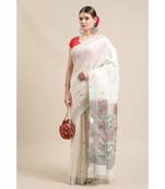 Jamdani on resham silk with delicate jamdani floral motifs
