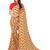 Cream printed chiffon saree with blouse
