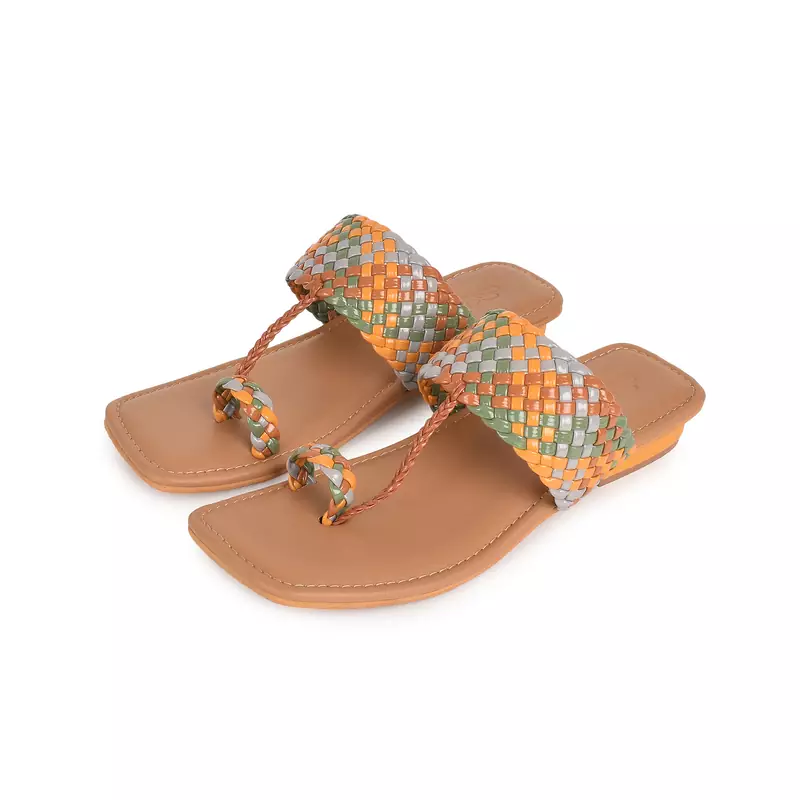 Plain Woven Kolapuri Flats