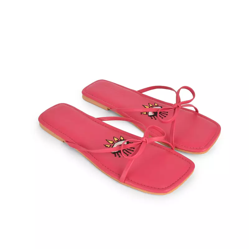 Embroidery Pink Bow Flats 