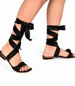 Black Satin Tie-Up Flats