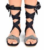 Light & Dark Blue Denim Tie-Up Flats