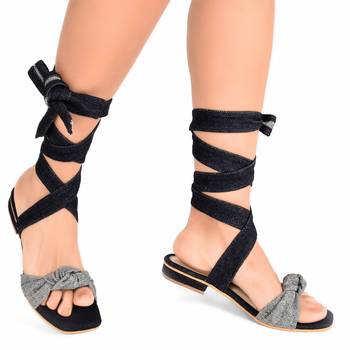 Light & Dark Blue Denim Tie-Up Flats 5