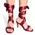 Plain Gem Stone Maroon Stain Tie Up Pencil Heel