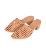 Plain Woven Beige Heels