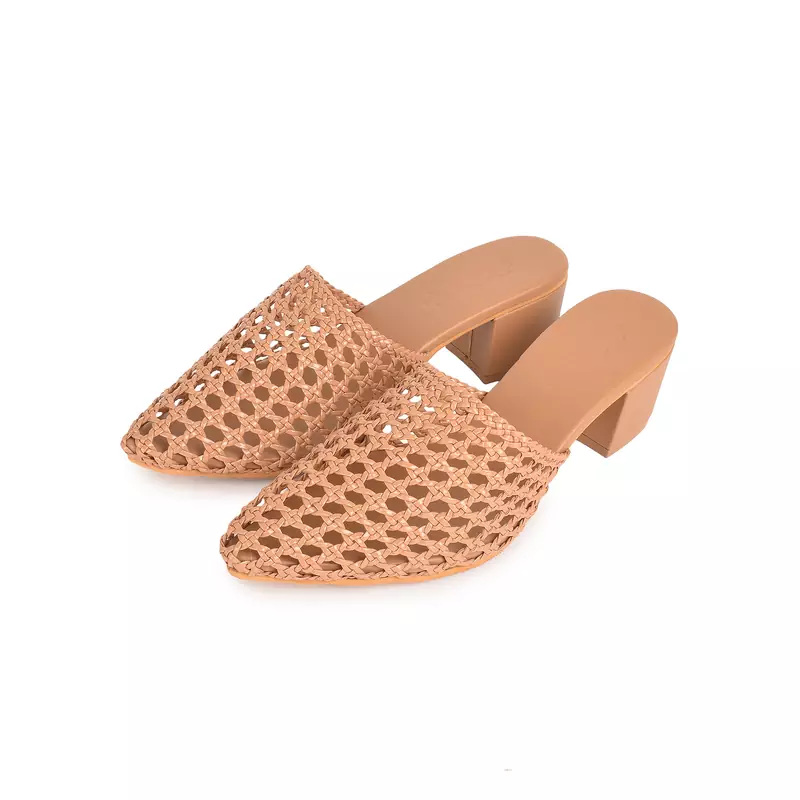 Plain Woven Beige Heels