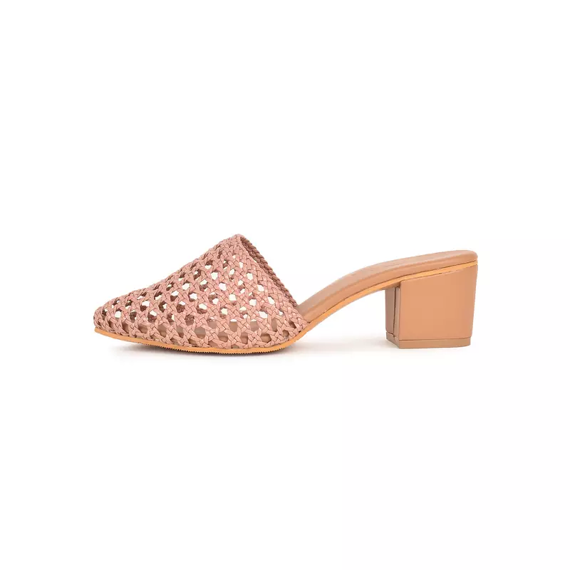 Plain Woven Pink Heels