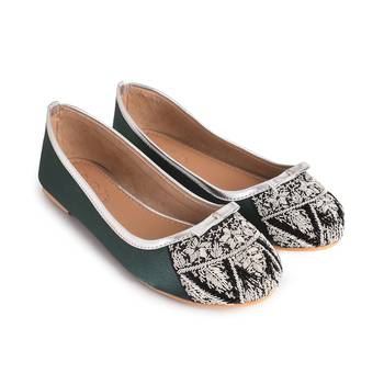 Emerald Green Embroidered Ballerina 3