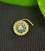 Blue Designer Gold Plated Multi diamond nosering or nose pin