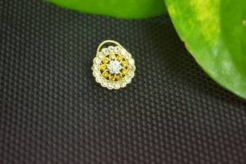 Yellow Designer Gold Plated Multi diamond nosering or nose pin 1