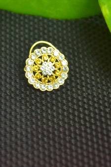 Yellow Designer Gold Plated Multi diamond nosering or nose pin