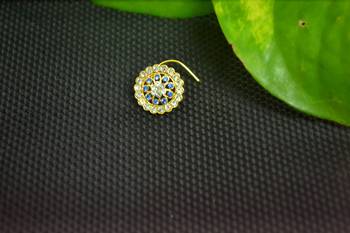Blue Designer Gold Plated Multi diamond nosering or nose pin 3