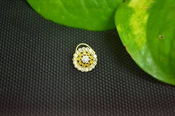 Yellow Designer Gold Plated Multi diamond nosering or nose pin 2