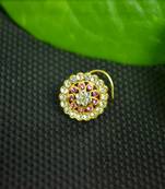 Pink Designer Gold Plated Multi diamond nosering or nose pin