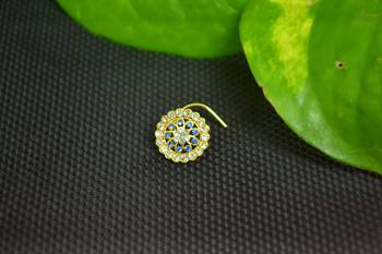 Blue Designer Gold Plated Multi diamond nosering or nose pin 4