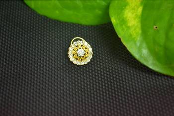 Yellow Designer Gold Plated Multi diamond nosering or nose pin 3
