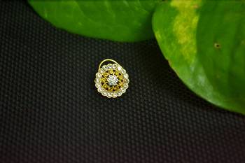 Yellow Designer Gold Plated Multi diamond nosering or nose pin 4