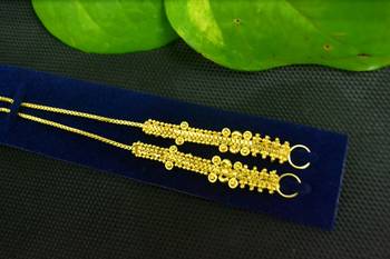 Designer 1 Line Carved filigree Earchain or Ear Support Earrings hair-accessories 2