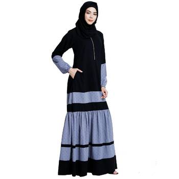 Designer maxi dress abaya- Black-Grey Dot 2