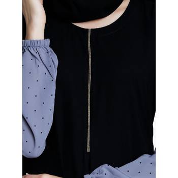 Designer maxi dress abaya- Black-Grey Dot 5